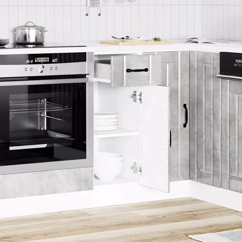 Berkfield Home Lucca Modern Freestanding Kitchen Sink Base Cabinet in Matt Grey Engineered Wood – 2