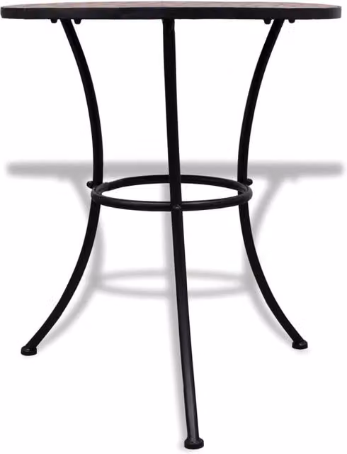 Berkfield Home Bistro Table in Terracotta Brown with Geometric Mosaic Design, Diameter: 60 cm