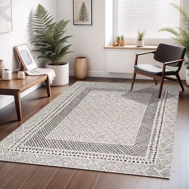 Livabliss Freud Modern High Pile Rug in Black, Brown and White, W: 140 cm, L: 200 cm – 1