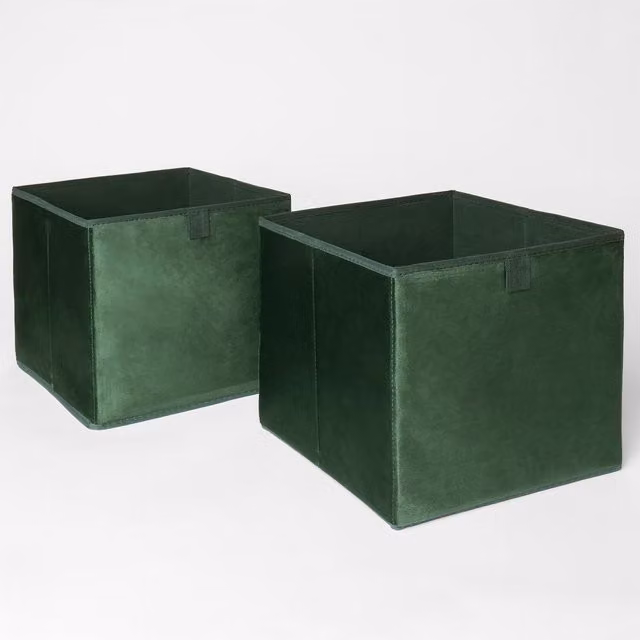 OHS Foldable Fabric Cube Storage Boxes in Green