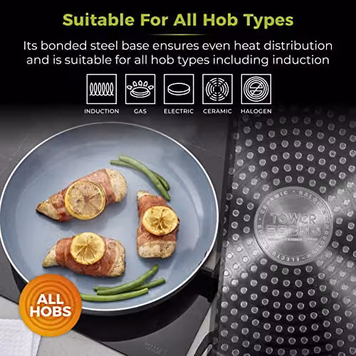Tower Black Aluminium Ceramic Non-Stick Frying Pan, 30 cm – 5