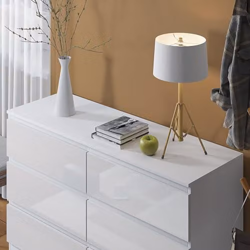 SquareBoxx Fairfield Minimalist Matt White 6 Drawer Chest of Drawers W/D/H: 110 x 40 x 40 cm – 3