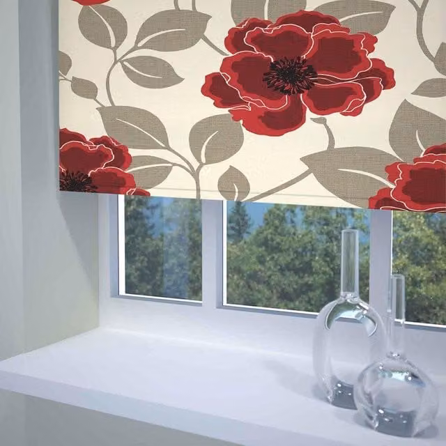 Terrys Red Floral Blackout Roller Blind with Cord