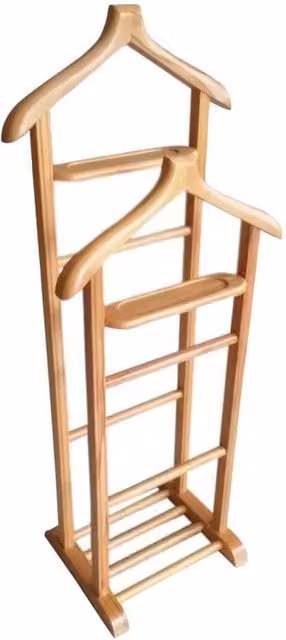 CALICOSY BETA Solid Wood Valet Stand, Brown, Height: 120 cm, Width: 46 cm, Depth: 33.5 cm
