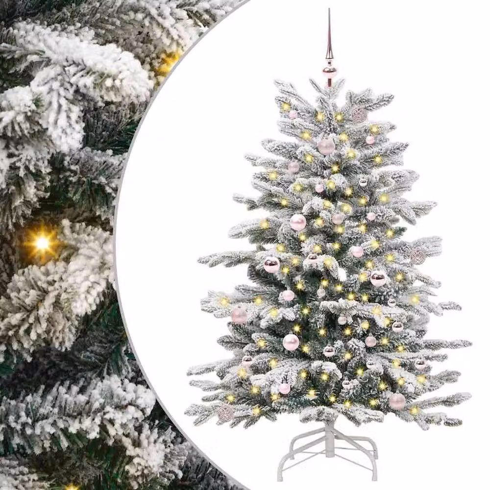 Berkfield Home Elegant White Artificial Hinged Christmas Tree, Height: 150 cm – 2