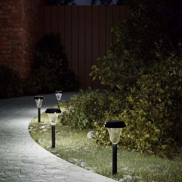 Berkfield Home Solar Pathway Lights with Ground Spikes, 12 Pack, Black and White