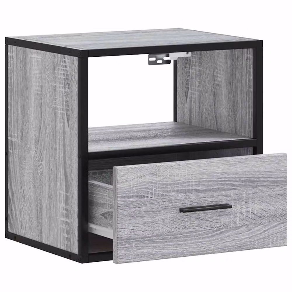 Berkfield Home Wall-mounted Bedside Cabinet in Grey Sonoma, W: 40 cm, D: 31 cm, H: 39.5 cm – 7