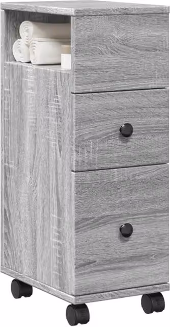 Berkfield Home Narrow Freestanding Bathroom Cabinet with Wheels in Grey Sonoma Matt Finish