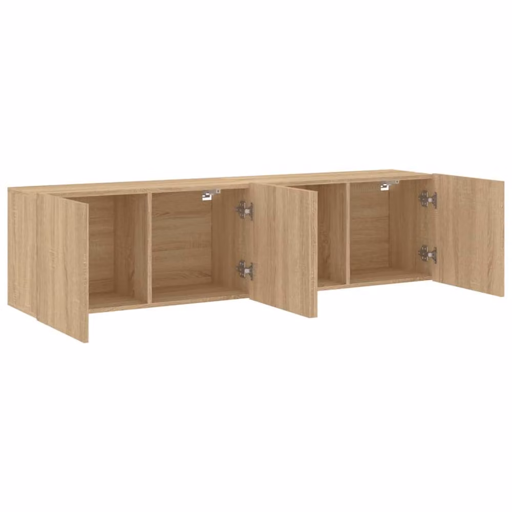 Berkfield Home Wall-mounted TV Cabinets, 2 Pieces, Sonoma Oak in Light Oak, W/D/H: 80 x 30 x 41 cm – 3