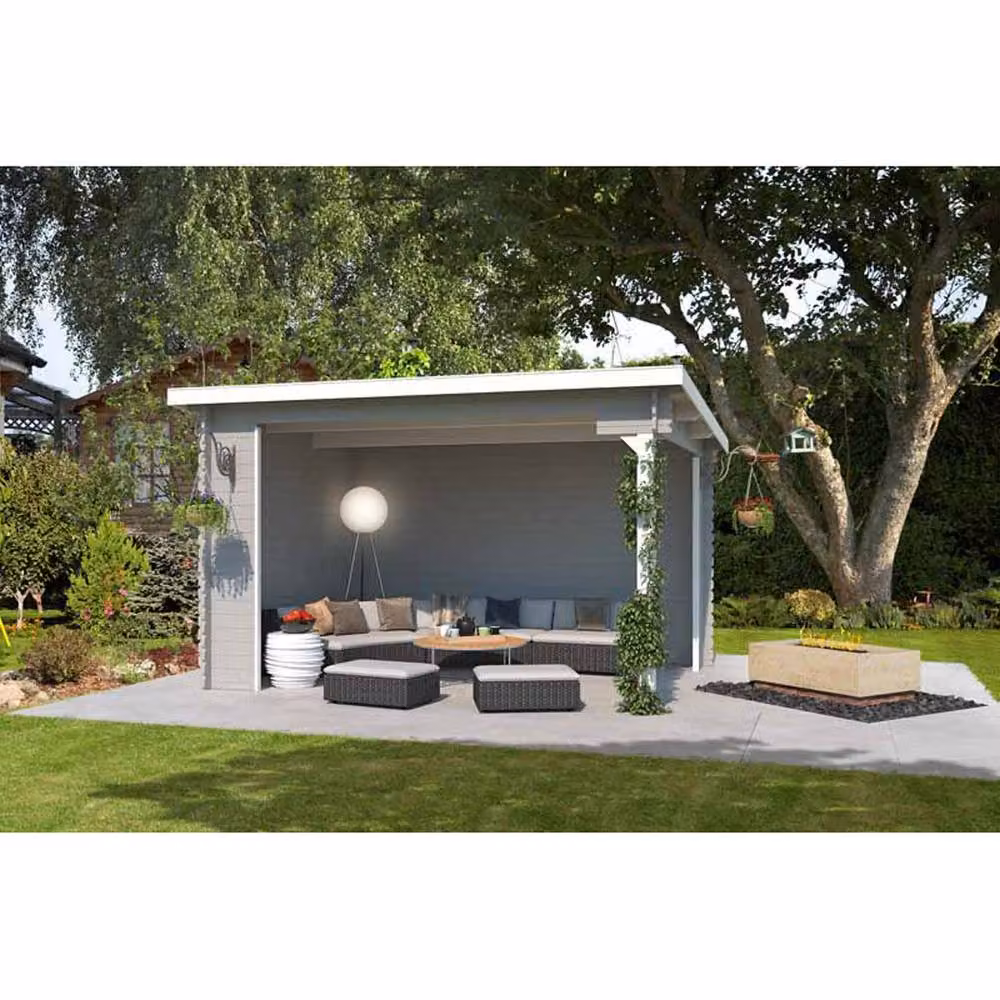 Lasita Maja Ltd Buffalo 380 Log Cabin Garden Room and Home Office in Natural Brown, W: 324 cm, D: 420 cm, H: 250.8 cm