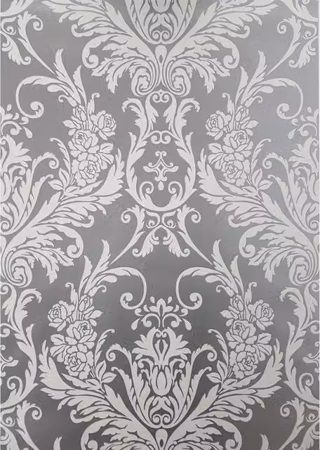 Debona Vintage Floral Damask Suede Flock Effect Wallpaper in Silver and White