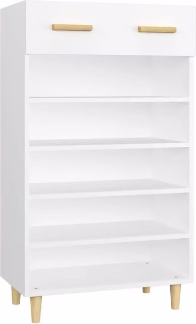 Berkfield Home White Scandinavian Wall Mounted Shoe Cabinet with Doors and Drawers, W/D/H: 60 x 35 x 105 cm – 1