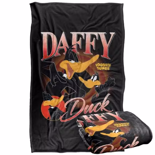 LOGOVISION Looney Tunes Daffy Duck Super Soft Fleece Throw Blanket, Multicolour, W: 91 cm x L: 147 cm