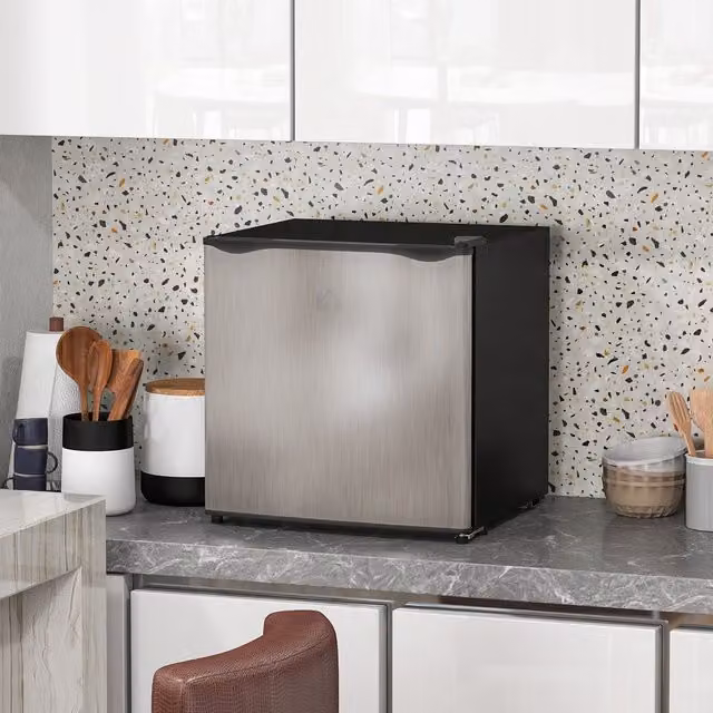 HOMCOM 35L Silver Tabletop Upright Freezer with Adjustable Temperature and Wire Shelf – 1