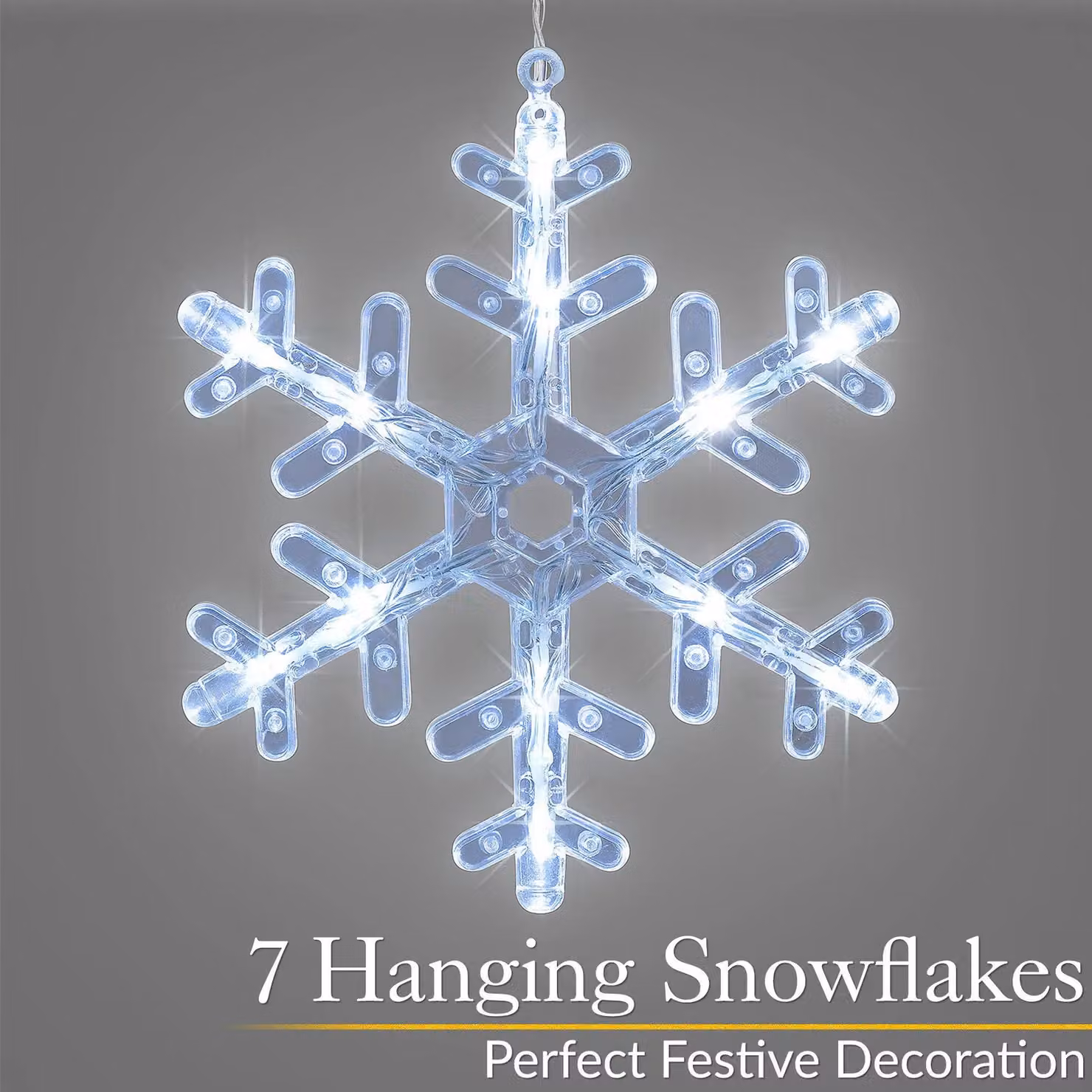 Christow White LED Snowflake Christmas Curtain Window Lights with Timer, W 1 m x H 1 m – 2