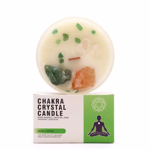KDMD Heart Chakra Crystal Candle in Green