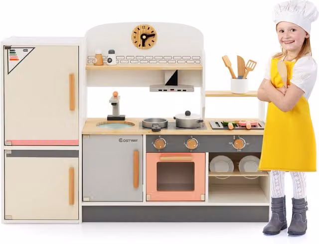 Costway Kids Play Kitchen Set in White