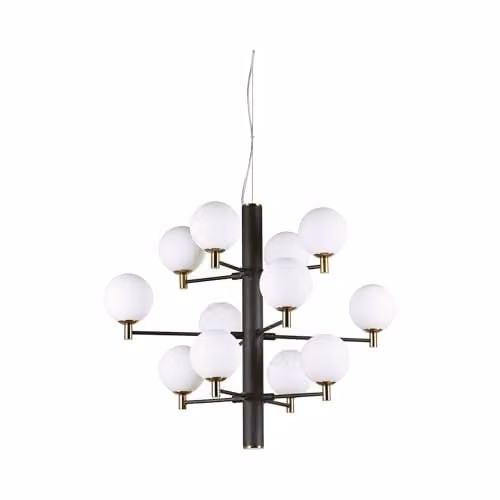 Netlighting Copernico 12 Light Multi Arm Suspended Ceiling Pendant Light in Black with G9 LED Bulbs