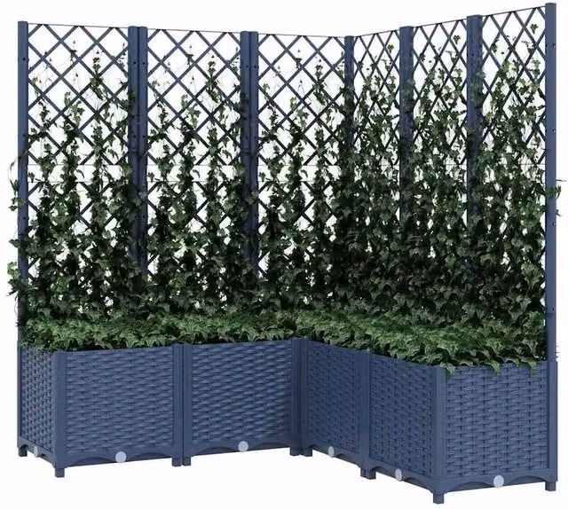 Berkfield Home Garden Planter with Trellis in Dark Grey, W/D/H: 120 x 120 x 136 cm – 1