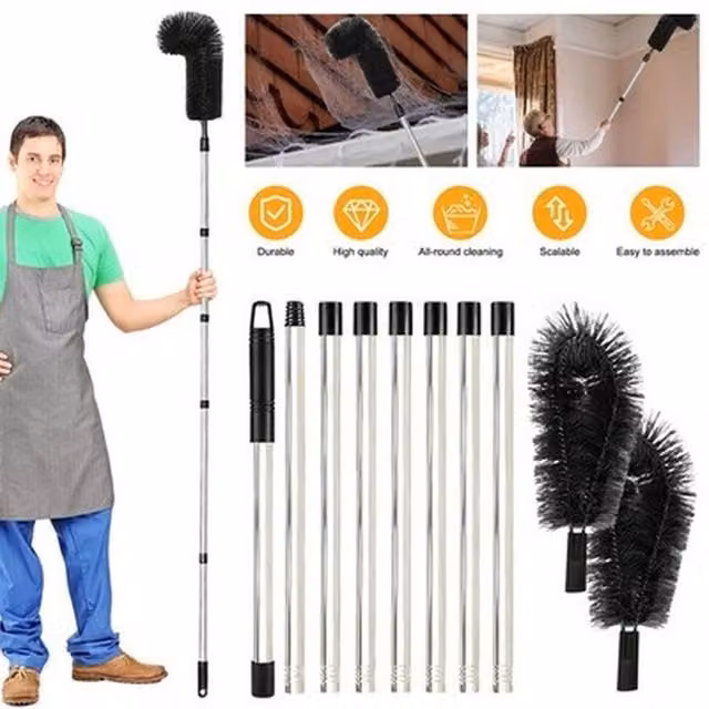 NESTLUNE 10 ft Adjustable Portable Gutter Cleaning Tool in Black with Stainless Steel – 1