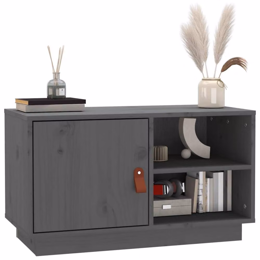 Berkfield Home Grey Solid Wood Pine TV Cabinet W/D/H: 70 x 34 x 40 cm – 3