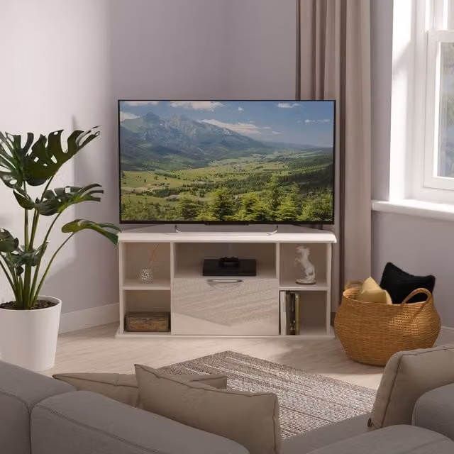 2 U Holborn Ready Assembled Corner TV Unit in Taupe/Beige