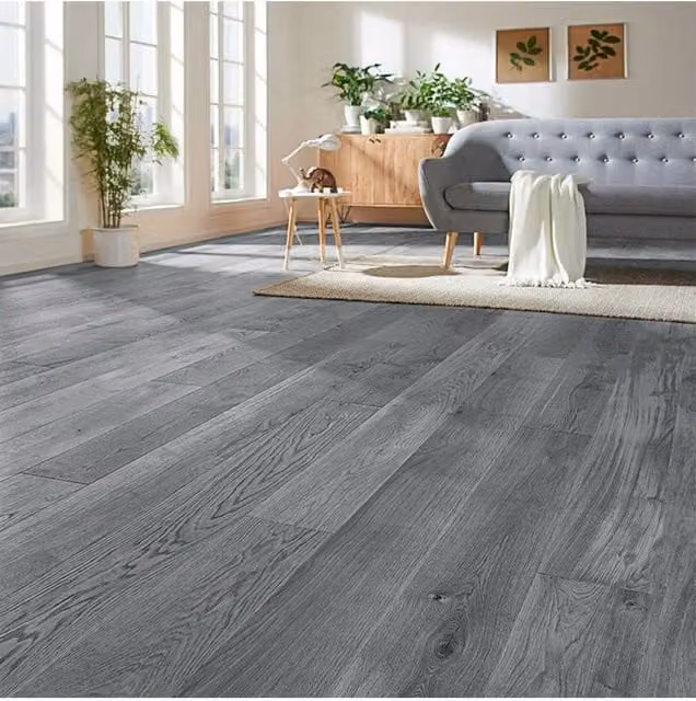 Living and Home 7-Piece Grey Self-Adhesive PVC Wood Grain Effect Flooring, 1m² Pack