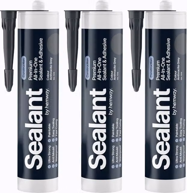 Hemway Hybrid Polymer Sealant and Adhesive in Anthracite Grey, 3 Pack