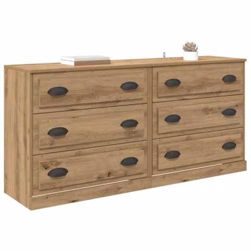 vidaXL Set of 2 Modern Sideboards in Artisan Oak, W/D/H: 70 x 35.5 x 67.5 cm – 1