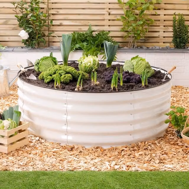 Christow Circular Raised Garden Bed in Cream