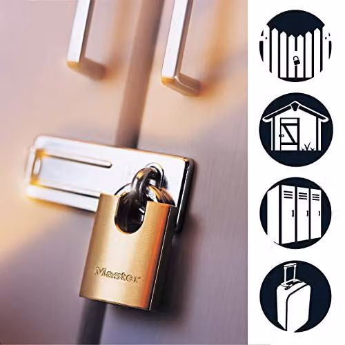 Master Lock Brass Key Padlock in Gold, W/D/H: 9.2 x 5 x 1.7 cm – 2