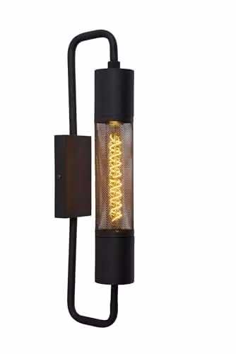 Lucide Calixt Modern Dimmable Metal Wall Light in Black with Transparent Cylinder – 1