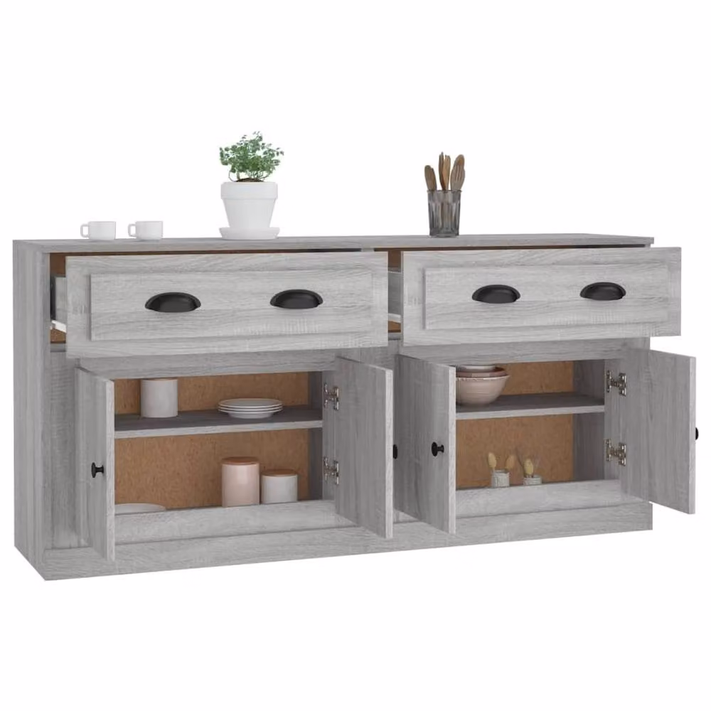 Berkfield Home Set of 2 Grey Sonoma Sideboards in Matt Engineered Wood – 2