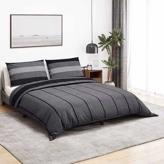 Berkfield Home Cotton Duvet Cover and Pillowcase Set in Grey, 200 x 200 cm – 1