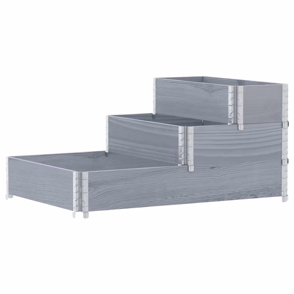 Berkfield Home 3-Tier Raised Bed in Grey Solid Wood and Galvanised Steel, W: 120 cm, D: 80 cm, H: 60.5 cm – 3