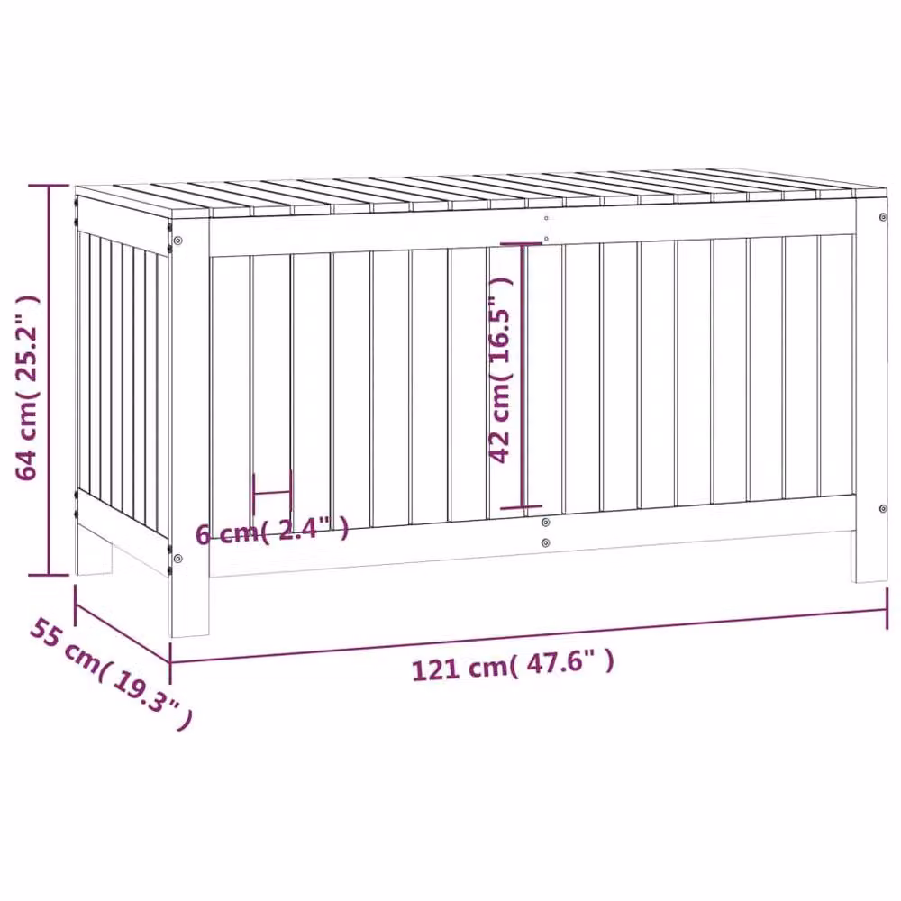 Berkfield Home Garden Storage Box in Black Solid Pine Wood, W/D/H: 121 x 55 x 64 cm – 5