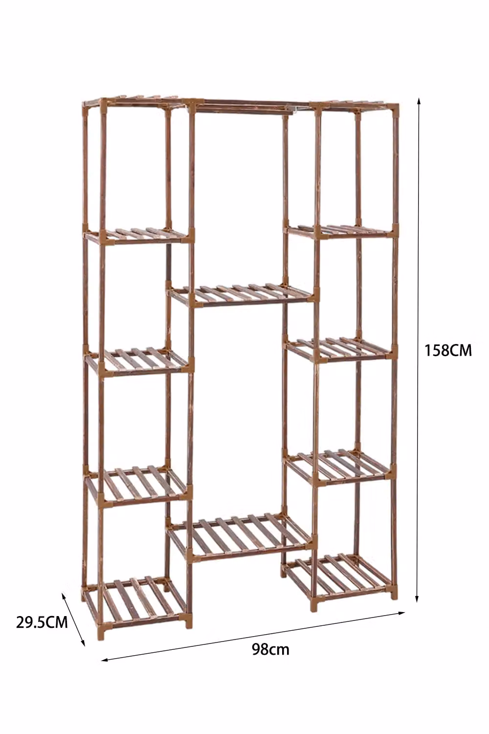 Living and Home Multi-tier Wood and Metal Plant Stand Flower Display Shelf in Brown – 2