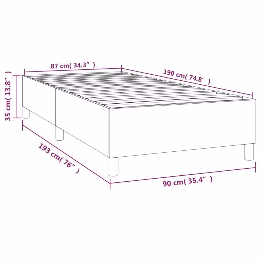 Berkfield Home Upholstered Box Spring Bed Frame, Grey, W: 90 cm, D: 190 cm – 2