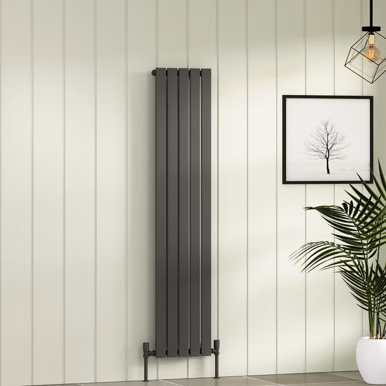 Aurexa Anthracite Vertical Designer Steel Radiator, H 160 cm x W 34 cm