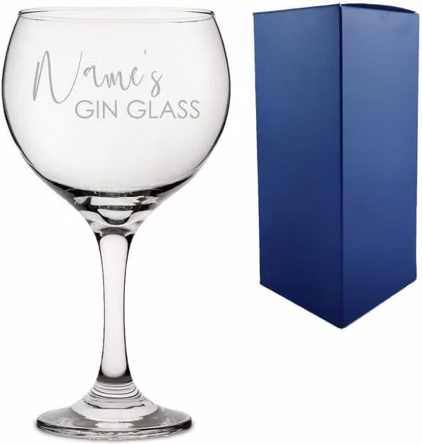 Uniqueful Personalised Name Gin Balloon Glass in Transparent