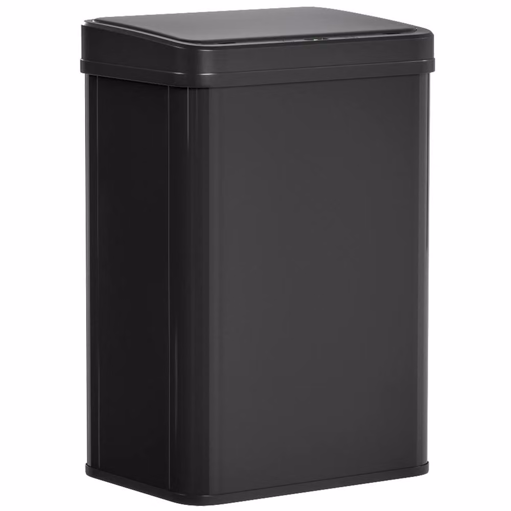 HOMCOM 40L Stainless Steel Kitchen Sensor Bin in Black, Fingerprint-Proof – 2