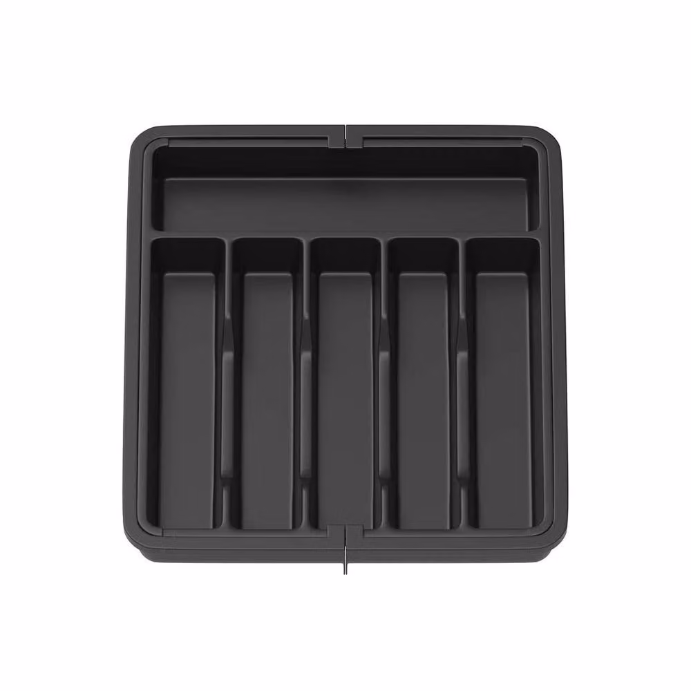 FLAVORA Black Plastic Cutlery Tray and Kitchen Drawer Organiser, W: 100 cm, D: 15 cm, H: 15 cm – 2