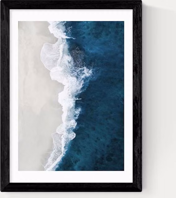 East End Prints Ocean Aerial Framed Art Print in Black and Blue
