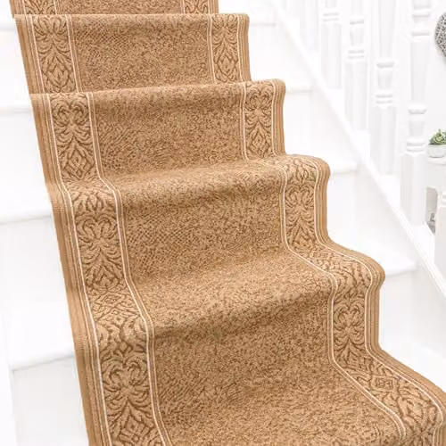 runrug St Tropez Hardwearing Stair Runner Rug, Beige, W: 100 cm x L: 600 cm