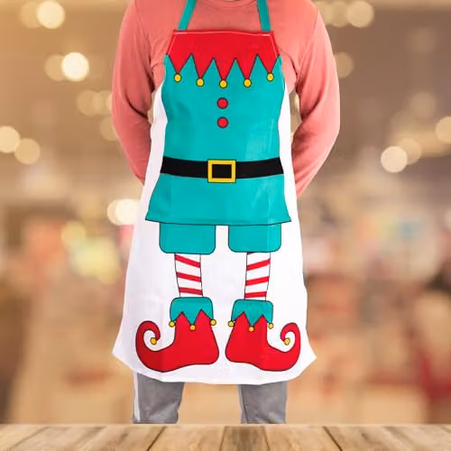 Shatchi Elf Apron in Red and Multicolour, W/H: 70 x 85 cm – 5