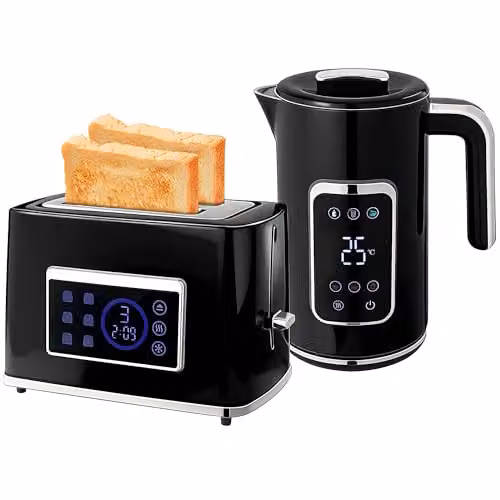 HOMCOM Black Kettle and Toaster Set with 1.7L Capacity – 1