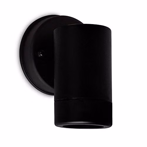 MiniSun Modern Black External LED Down Wall Porch Light with 5W Warm White GU10 Bulb