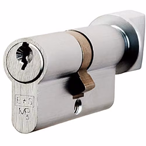 Loops 70mm Euro Cylinder and Thumbturn Lock, 5 Pin, Satin Chrome, Keyed to Differ