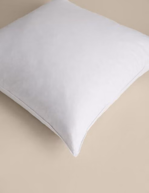 M&S White Square Duck Feather and Down Pillow with Cotton Cover
