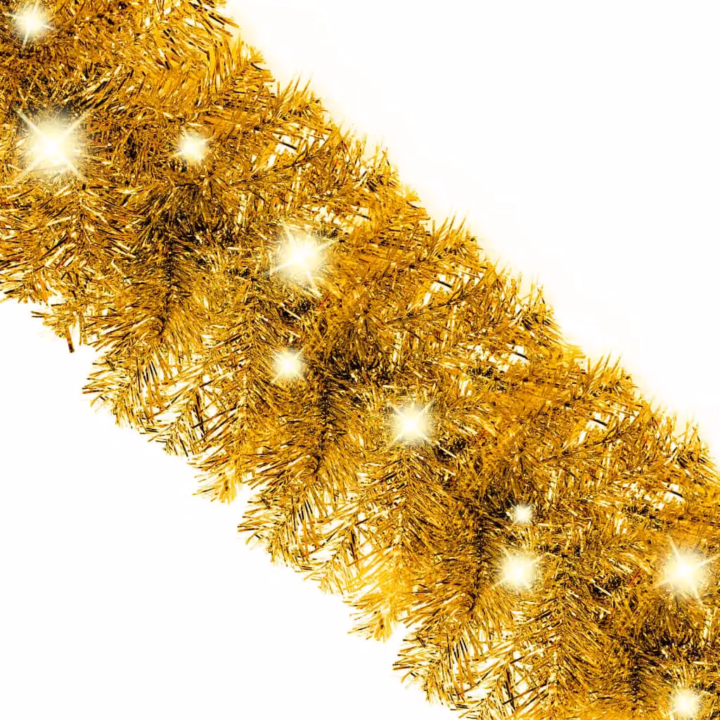 Berkfield Home Christmas Garland with LED Lights in Gold – 3